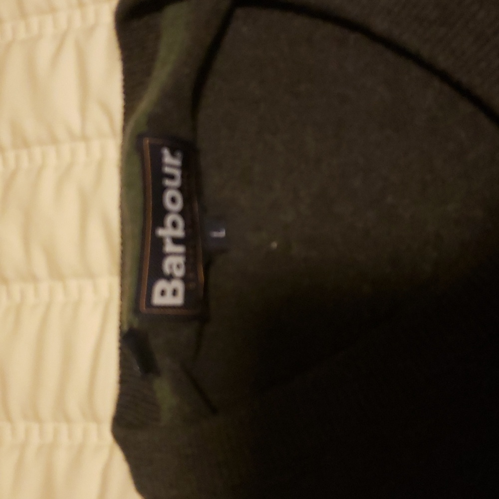 Gray Barbour wool mid weight v neck sweater